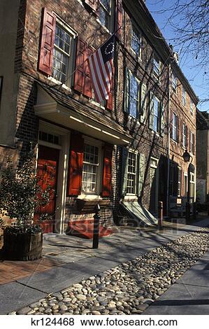Stock Photo - Philadelphia Pa Historic Homes On Elfreths Alley . Fotosearch