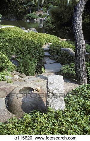 Stock Image - Philadelphia, Pa Japanese House Drinking Water. Fotosearch