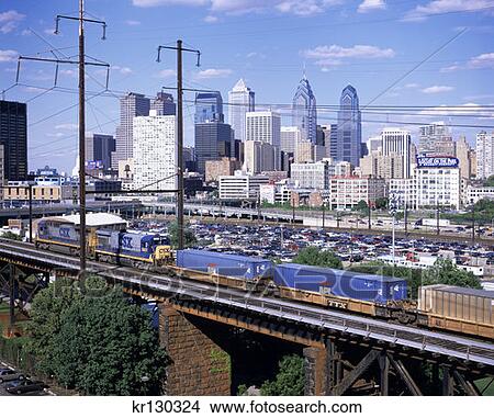 Philadelphia Pennsylvania View Of City Skyline From Train Tracks View Large Photo Image Picture - Philadelphia Pennsylvania View Of City Skyline From Train Tracks . Fotosearch