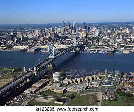 Phildelphia, Pa Aerial Of Skyline And Ben Franklin Bridge View Large Photo Image Stock Photograph - Phildelphia, Pa Aerial Of Skyline And Ben Franklin Bridge. Fotosearch