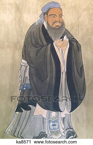 Stock Image - Picture Of Confucius In Great Hall Of Temple Qufu Province, Shandong, China. Fotosearch