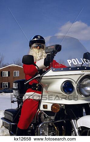 Police Officer Dressed Up As Santa On Motorcycle View Large Photo Image Stock Photo - Police Officer Dressed Up As Santa On Motorcycle. Fotosearch