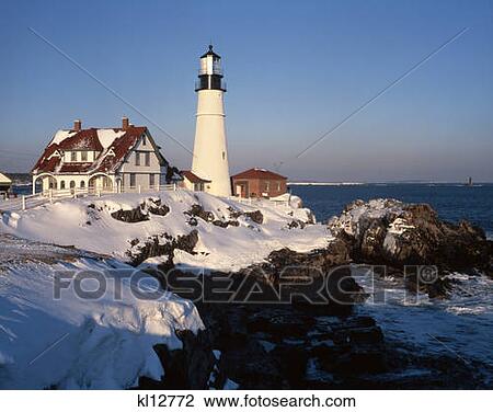 Stock Image - Portland Head Lighthouse Maine . Fotosearch