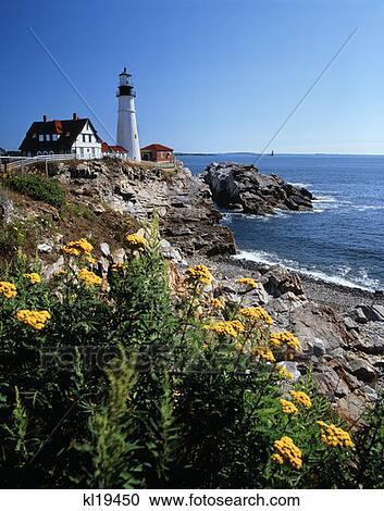Portland Head Lighthouse Maine View Large Photo Image Stock Image - Portland Head Lighthouse Maine . Fotosearch