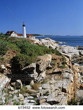 Stock Image - Portland Head Lighthouse Maine . Fotosearch