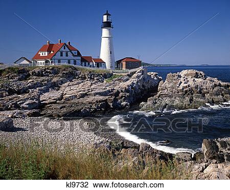 Portland Head Lighthouse Maine View Large Photo Image Stock Image - Portland Head Lighthouse Maine . Fotosearch
