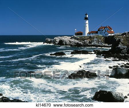 Portland Head Lighthouse Portland Maine View Large Photo Image Stock Image - Portland Head Lighthouse Portland Maine . Fotosearch