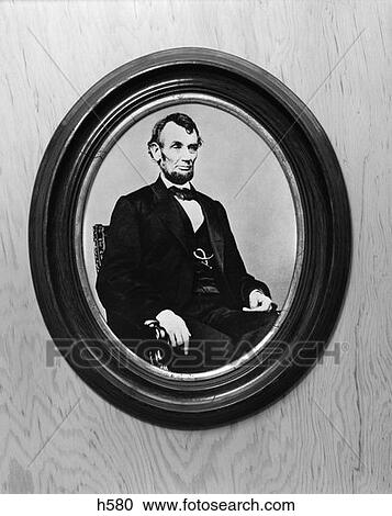 Portrait Of President Abraham Lincoln Seated Taken By Matthew Brady In 1864 In Black Oval Wood Picture Frame View Large Photo Image Stock Image - Portrait Of President Abraham Lincoln Seated Taken By Matthew Brady In 1864 In Black Oval Wood Picture Frame . Fotosearch
