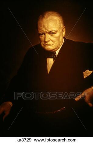 Portrait Of Sir Winston Churchill Oil Painting View Large Photo Image Stock Photo - Portrait Of Sir Winston Churchill Oil Painting. Fotosearch
