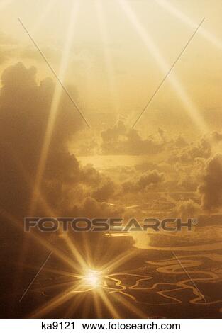 Rays Of Sun And Clouds Over Rural Aerial Landscape View Large Photo Image Stock Image - Rays Of Sun And Clouds Over Rural Aerial Landscape . Fotosearch