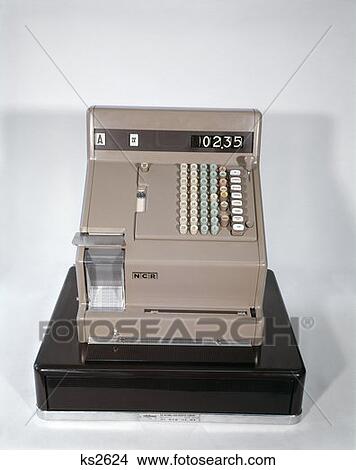 Retro 兌現登記 錢 加法器 Ncr 圖片 Ks2624 Fotosearch