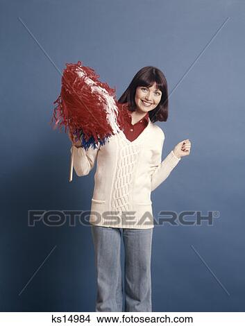 Retro 1970 1970S Cheerleader View Large Photo Image Picture - Retro 1970 1970S Cheerleader. Fotosearch