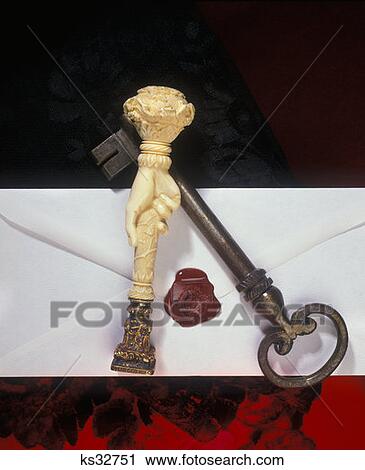 Retro Key Sealing Wax Letter And Ivory Handled Seal View Large Photo Image Stock Image - Retro Key Sealing Wax Letter And Ivory Handled Seal. Fotosearch
