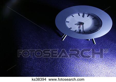 Round Blue Alarm Clock On Blue Leather View Large Photo Image Picture - Round Blue Alarm Clock On Blue Leather. Fotosearch