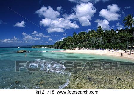 Samana Peninsula Dominican Republic Cayo Levantado People On Beach View Large Photo Image Stock Photo - Samana Peninsula Dominican Republic Cayo Levantado People On Beach . Fotosearch