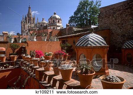 San Miguel De Allende Mexico Casa Del Obelisco Potted Flowers On Porch View Large Photo Image Stock Image - San Miguel De Allende Mexico Casa Del Obelisco Potted Flowers On Porch . Fotosearch
