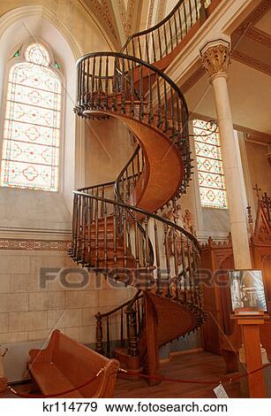 Santa Fe Nm Miraculous Stairway Loretto Chapel View Large Photo Image Stock Photo - Santa Fe Nm Miraculous Stairway Loretto Chapel . Fotosearch