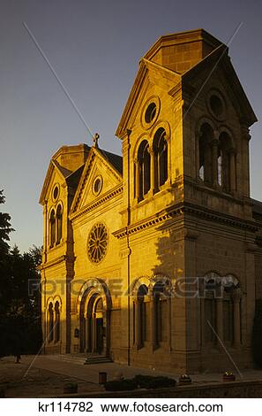 Santa Fe Nm St. Francis Cathedral Evening View Large Photo Image Stock Image - Santa Fe Nm St. Francis Cathedral Evening . Fotosearch
