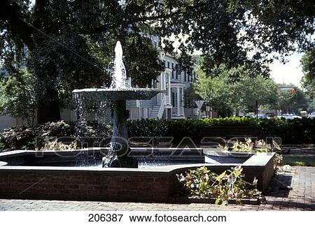 Stock Photo - Savannah Ga Fountain In Columbia Square . Fotosearch