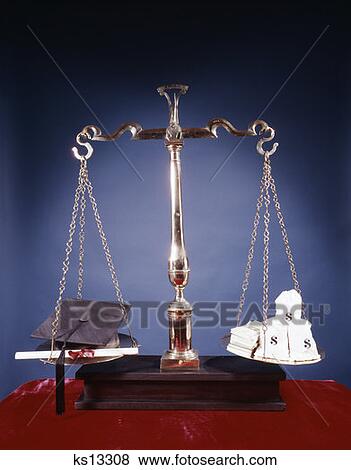 Set Of Scales Balance Diploma Graduation Cap Education On One Side & Bags Money Costs On Other Finance Investment Retro View Large Photo Image Stock Photo - Set Of Scales Balance Diploma Graduation Cap Education On One Side & Bags Money Costs On Other Finance Investment Retro. Fotosearch