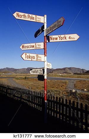 Signpost At Airport Kangerlussuaq West Greenland  View Large Photo Image Stock Photo - Signpost At Airport Kangerlussuaq West Greenland . Fotosearch