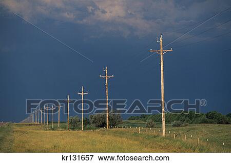 Stock Photo - South Dakota Road Electrical Lines. Fotosearch