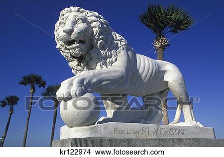 St. Augustine Fl Lion Sculpture On Bridge Of Lions View Large Photo Image Picture - St. Augustine Fl Lion Sculpture On Bridge Of Lions . Fotosearch
