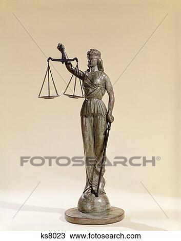 Stock Image - Statue Of Blind Justice Holding Scales Symbolic Of Legal System Government . Fotosearch