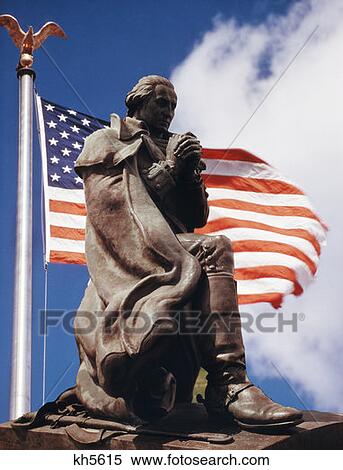 Stock Photography - Statue Of George Washington And American Flag. Fotosearch