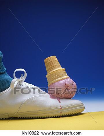 Strawberry Ice Cream Cone Dropped On White Tennis Shoe Sneaker Accident View Large Photo Image Stock Image - Strawberry Ice Cream Cone Dropped On White Tennis Shoe Sneaker Accident. Fotosearch