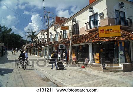 Stock Image - Street Scene Playa De Carmen, Mexico. Fotosearch