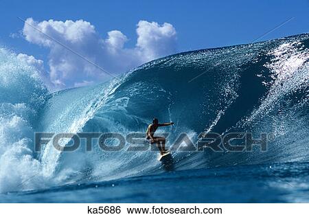 Surfer Surfing On Surfboard In Surf, Hi View Large Photo Image Stock Photograph - Surfer Surfing On Surfboard In Surf, Hi. Fotosearch