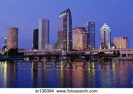 Tampa Florida Downtown Skyline At Dusk View Large Photo Image Picture - Tampa Florida Downtown Skyline At Dusk . Fotosearch