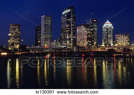 Tampa Florida Downtown Skyline At Night View Large Photo Image Stock Image - Tampa Florida Downtown Skyline At Night . Fotosearch