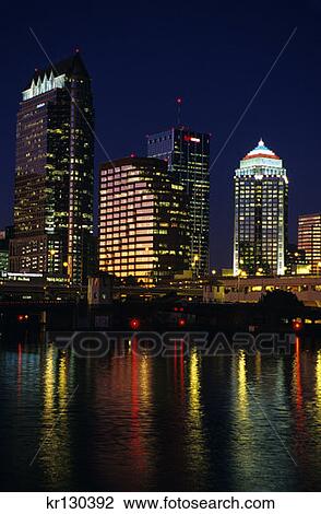 Tampa Florida Downtown Skyline At Night View Large Photo Image Stock Image - Tampa Florida Downtown Skyline At Night . Fotosearch