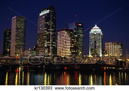 Tampa Florida Downtown Skyline At Night View Large Photo Image Stock Image - Tampa Florida Downtown Skyline At Night . Fotosearch