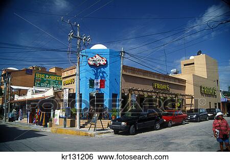 Stock Photograph - Tgi Fridays Restaurant Playa Del Carmen, Mexico. Fotosearch
