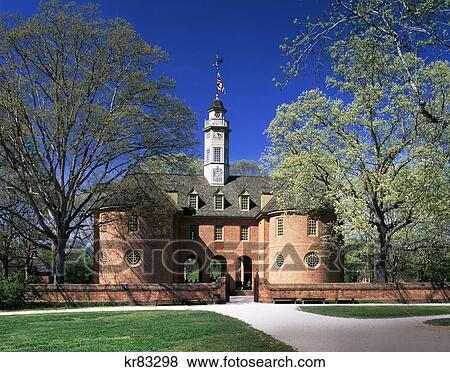 Stock Photo - The Capitol Building In Colonial Williamsburg Virginia . Fotosearch