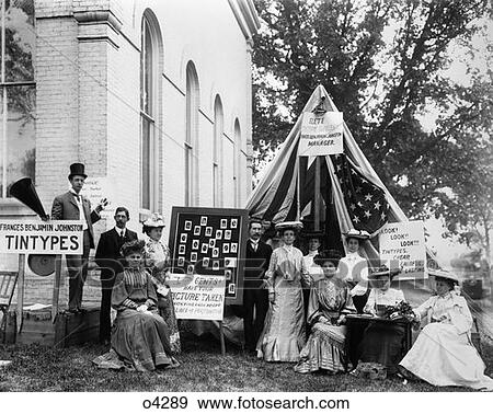 Tintype Booth At County Fair In Va May 1903 Photography Traveling Salesman Tent Sign Display View Large Photo Image Stock Photo - Tintype Booth At County Fair In Va May 1903 Photography Traveling Salesman Tent Sign Display . Fotosearch