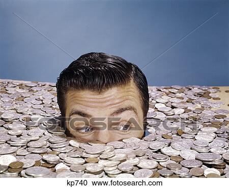 Top Of Head And Eyes Of Man Looking Out From Pile Of Coins Studio Symbolic Currency View Large Photo Image Stock Image - Top Of Head And Eyes Of Man Looking Out From Pile Of Coins Studio Symbolic Currency . Fotosearch