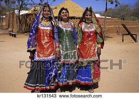 Stock Image - Traditionally Dressed Women Rajasthan India . Fotosearch