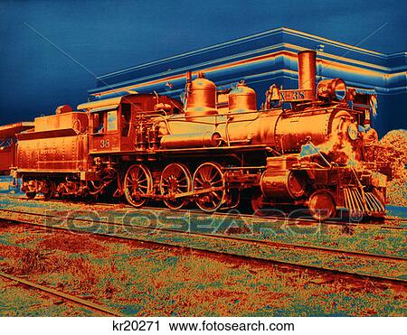 Train Locomotive Posterized 1970 1970S Retro View Large Photo Image Stock Image - Train Locomotive Posterized 1970 1970S Retro. Fotosearch