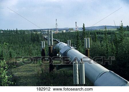 Stock Image - Trans Alaska Pipeline Heads Toward Pump Station #6 Alaska . Fotosearch