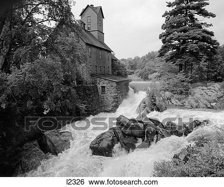 Trees Waterfall & Stream Surrounding Chittenden Mill In Jericho Vermont View Large Photo Image Stock Photograph - Trees Waterfall & Stream Surrounding Chittenden Mill In Jericho Vermont . Fotosearch