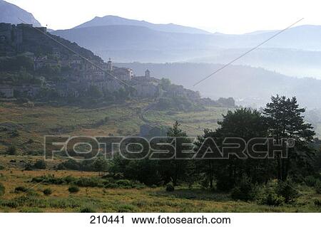 Trigance Var Francevillage In Early Morning Mist View Large Photo Image Stock Image - Trigance Var Francevillage In Early Morning Mist . Fotosearch