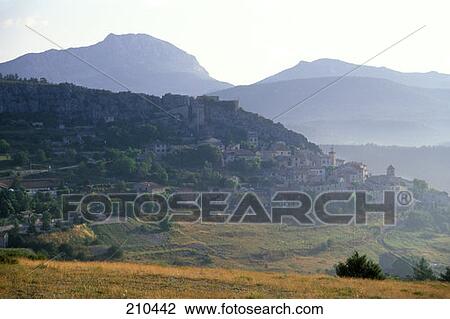 Trigance Var Francevillage In Early Morning Mist View Large Photo Image Stock Image - Trigance Var Francevillage In Early Morning Mist . Fotosearch