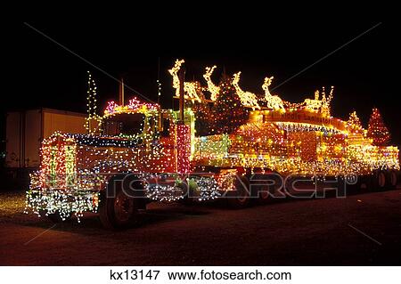 Truck Decorated With Christmas Lights Winter Festival Lighted