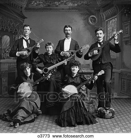 Turn Of The Century Group Of Six Men & Women Strumming Various Stringed Instruments View Large Photo Image Stock Image - Turn Of The Century Group Of Six Men & Women Strumming Various Stringed Instruments . Fotosearch
