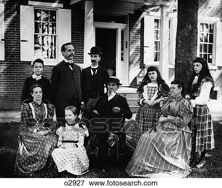 Turn Of The Century Group Portrait Of Extended Family Outside In Front Of House View Large Photo Image Stock Photo - Turn Of The Century Group Portrait Of Extended Family Outside In Front Of House . Fotosearch