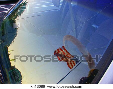 U. S. Flag Reflected In Car Window Patriotic View Large Photo Image Stock Photo - U. S. Flag Reflected In Car Window Patriotic . Fotosearch